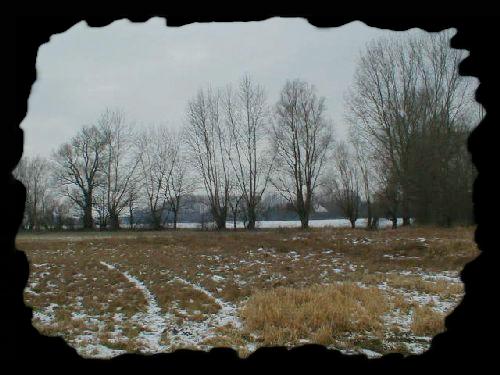 Baumgesumter Spazierweg, hier und da etwas Schnee auf dem Feld